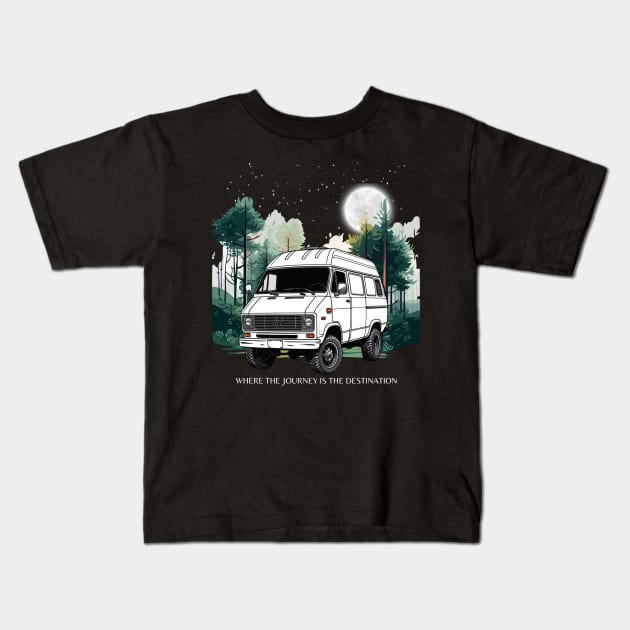 Van life/Where the journey is the destination Kids T-Shirt by Craftycarlcreations